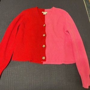 Pink and Red Color Block Sweater
